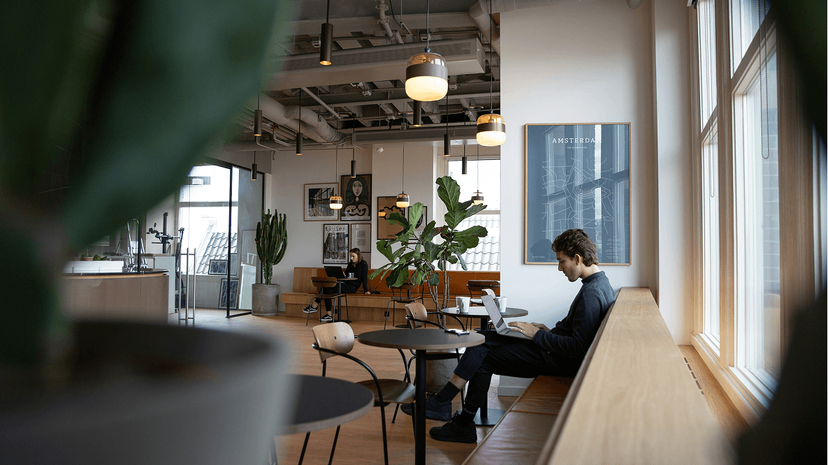 person sitting in a coffee shop